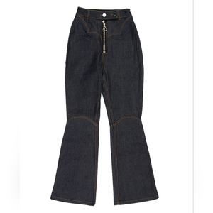 Ellery Zip Fly Cropped Flare Jeans Size 26 Dark Indigo